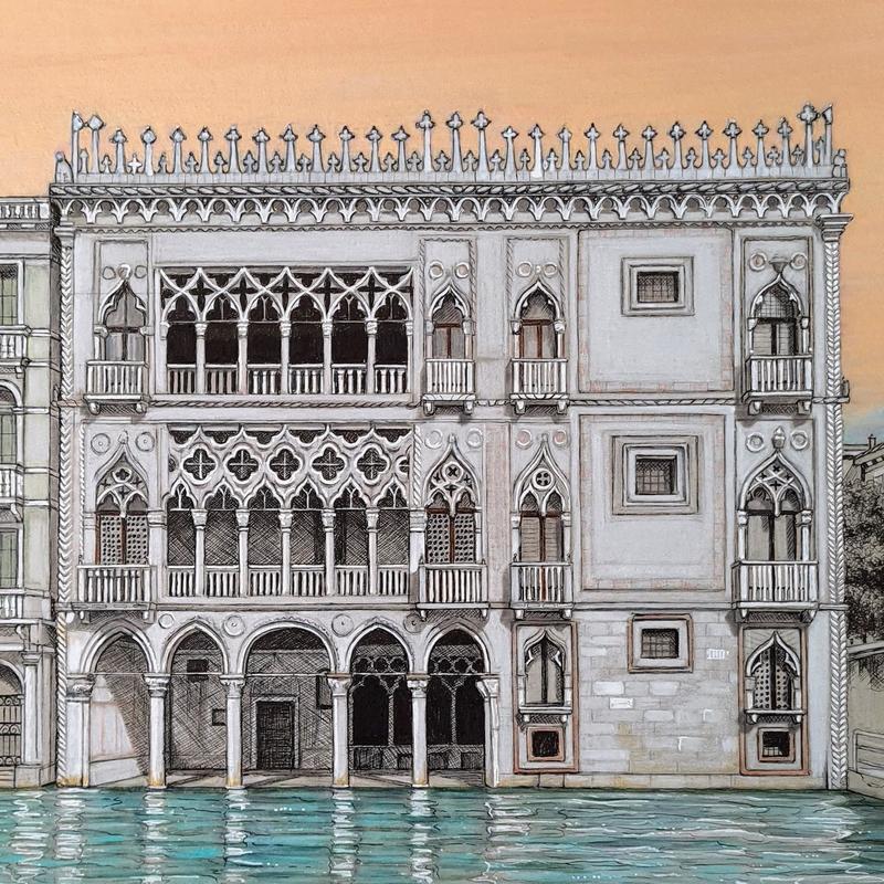 Ca' d'Oro Venice, mixed media on paper, 10in x 12in