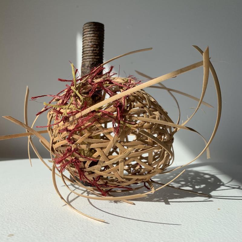 Nest and Shelter Series, Consuelo Simpson, found tool, split cane and yarn.