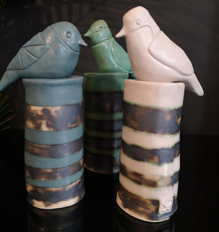 Bird Garden Sculpture, ceramic, 19cms x 7cms 