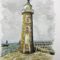 Whitby Lighthouse - Watercolour - 150mm x 190mm