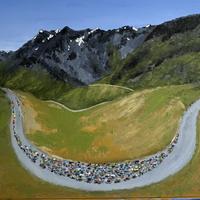 The Tour de France on the Col du Galibier. Oil on canvas/ A3