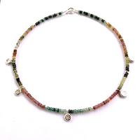 Tourmaline necklace with handmade silver beads