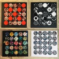 Discarded/Four large recycled acrylic panels, jewellery and mosaic tiles/50 x 50 x 2cm each