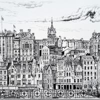 Edinburgh, fountain pen with carbon ink on paper