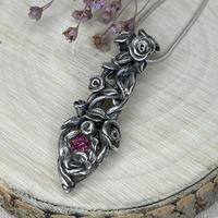 Rambling Rose fine silver pendant