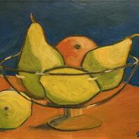 Fruit bowl / oil on canvas board/41 x 31 cm