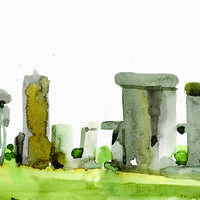 Stonehenge, Watercolour Sketch  42x15cm