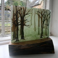 Winter Forest/fused glass/20cm x 20cm  