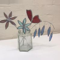 Jar of flowers/copper foiled stained glass/20cm x 18cm