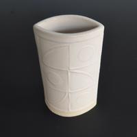 Pocket Vase with impressed design. White Stoneware Clay. 140mm(h) x 80mm(w)