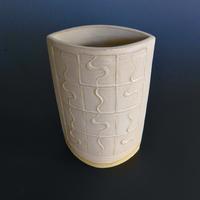 Pocket Vase with impressed design. White Stoneware Clay. 180mm(h) x 130mm(w)