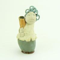 figurative bud vase / glazed ceramic / 11 cm tall