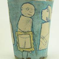 frame beaker / glazed ceramic / 12cm tall