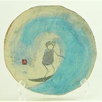 Surf plate / Glazed Ceramic / 16cm wide