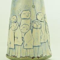 Crowded vase / glazed ceramic / 12cm tall