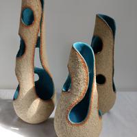 Organic tealights or vases/stoneware /25,20&15 cm