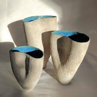 Folded vessels/stoneware /25,20&15 cm
