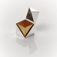 Cube Box, Sterling silver with Gold plate 