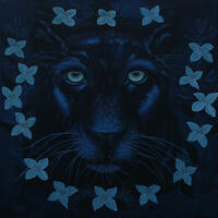 'Inner Mettle' Panther painting / Acrylic / 76x76cm