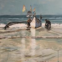 Fisherman Goa, Acrylic on board, 50 x 58 cm