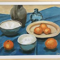 Still life with oranges, Acrylic on board 48 x 34 cm