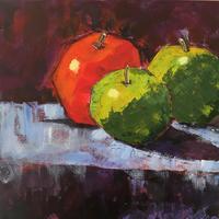 3 Apples, Acrylic on canvas 40 x 40 cm