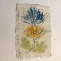 A Blue&Yellow Flower/FreehandMachine/10cm