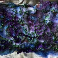 Purple Cloud with emerald embroidery, Textile, 20x30cm