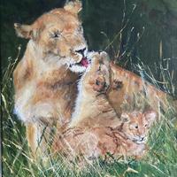 Lion family/acrylic/23x30 cm