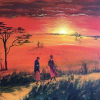 An African Sunset/acrylic/46x49 cm
