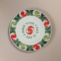 Cake Plate with Lettering / Tin-glazed Earthenware/ 28cm diameter