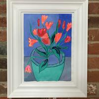 Tulips in Green Tub/Acrylic on Canvas/ 30cm x 40cm