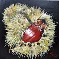 Things that fall off trees: Sweet Chestnut / Acrylic / 20x20cm