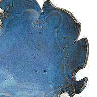 FISH BOWL. stoneware oval dish 9 x 8 inches