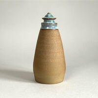 Vase with stopper, stoneware, 7 inches high