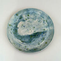 Whale, stoneware plate, 10 inch diameter