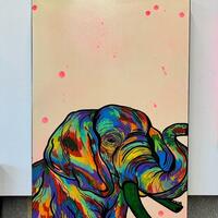 Elephant / spray paint and acrylic / 50 x 75 cm
