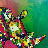Rainbow Rhino No.2 / acrylic / 100 x 50 cm