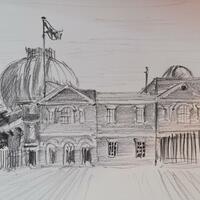 Royal Observatory Greenwich/Pencil sketch/8"x5" 