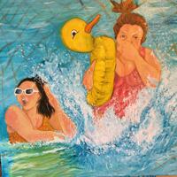 Splash Down.  Oil on stretched canvas. 50x50cm