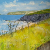 Greenaway to Pentire, Acrylics and mixed media, 40x40 cm