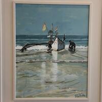 Fishermen Goa/Acrylic on board/50 x 50 cm framed