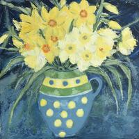 Narcissi in jug/Acryluc on canvas/40 x 40 cm
