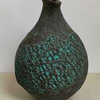 black stoneware vase