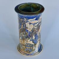 Classical Vase with impressed decoration based on Italian Hillside Village designs. 200mm (h)