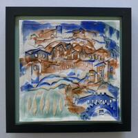 Italian Hill Village, 'In the Heat of the Day'. 200mm square.