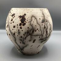 Horsehair Vase/Raku Clay/15cm x 14cm