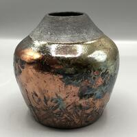 Glazed Vase/Raku Clay/10cm x 9cm