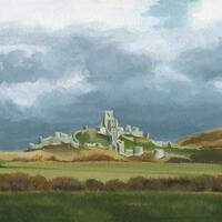 Corfe Castle / Acrylic on canvas / 50cm x 20cm