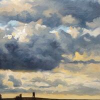 Dovecote, dark sky / Oil on canvas board / 25cm x 30cm